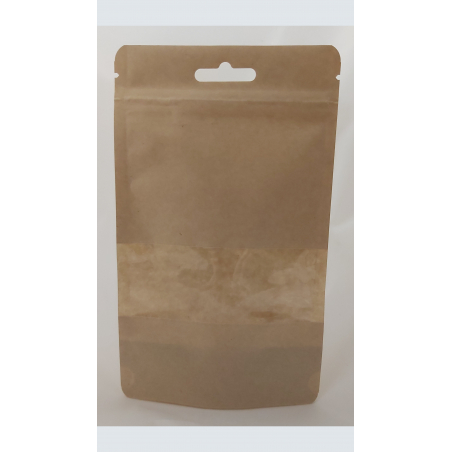 Doypack® Kraft fenêtre zip avec trou européen